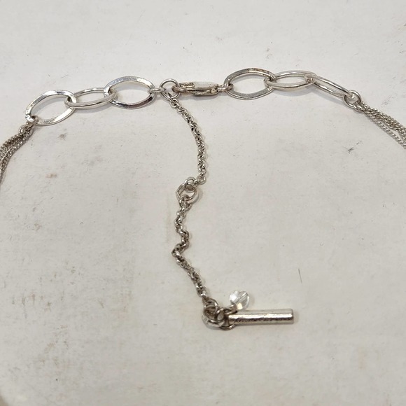 Kenneth Cole New York Silver Tone Multi Chain Necklace Tube Beads Rhinestones - Picture 5 of 7